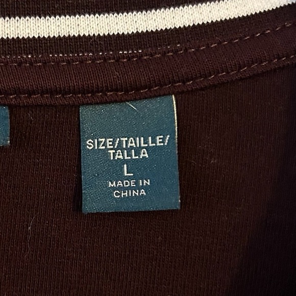 Perry Ellis Brown Pullover 1/2 Zipper Sweater with Striped Collar - Picture 6 of 7